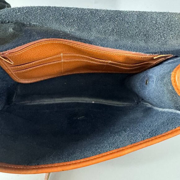 Vintage Dooney & Bourke All-Weather-Leather Navy Blue Tan Leather Trims Bag - Picture 7 of 11